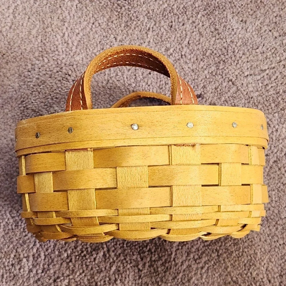 Longaberger Round Utility Basket with Leather Handles